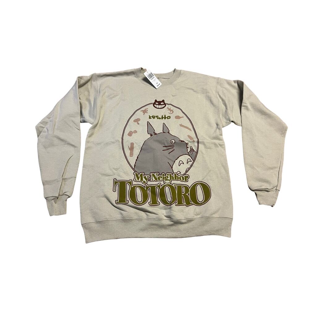 My Neighbor Totoro BoxLunch Unisex Crewneck Sweatshirt Small Khaki Graphic NWT